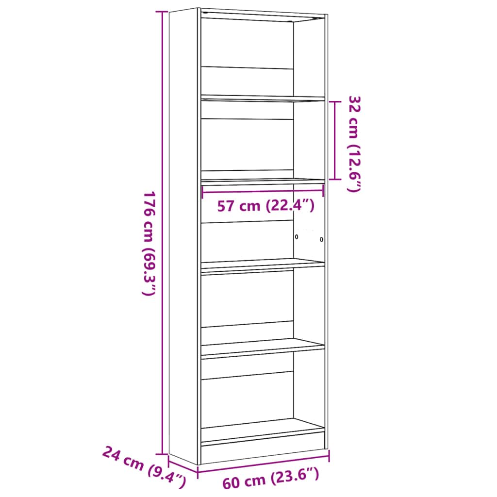 vidaXL Bücherregal, Bücherschrank Regal mit Stauraum, Standregal für Wohnzimmer Büro, Büroregal Aktenregal Aufbewahrungsregal, Altholz-Optik Holzwerkstoff