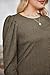 IN'VOLAND Plus Size Women's Puff Knit Blouse Long Sleeve Shirt Crew Neck Elegant Tunic Tops Brown
