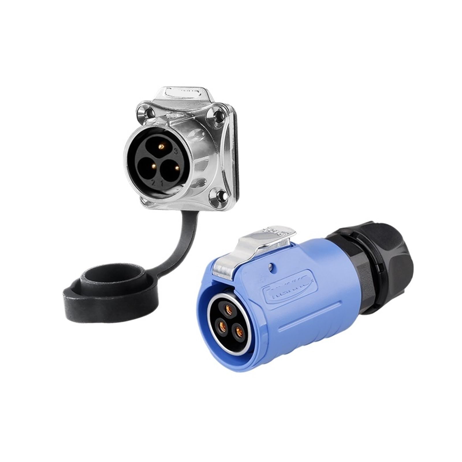 Conector macho hembra LP-20 con brida de 4 orificios para montaje inverso estable