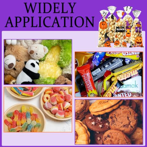 BBSTARING 120 Pcs Halloween Candy Bags, Halloween Party Favor Bag, Halloween Cellophane Treat Plastic Favors Gift Bag, Halloween Party Decoration Bags, Food Grade Goodie Bags for Trick or Treat - image 7