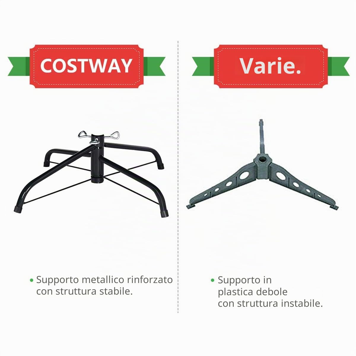 FANTASK - Albero di Natale artificiale, albero in PVC con sistema pieghevole, aghi in PVC con supporto in metallo, ideale per Natale, albero di Natale perfetto per casa, ufficio, negozio (180 cm)
