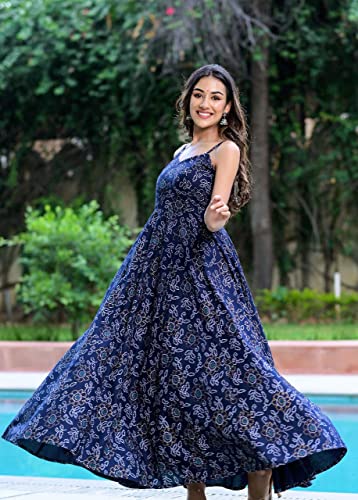 Image of Women Gown with Bandhej Print