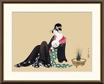 絵画　人形　額付き Amazon.co.jp: JHA 絵画 アート額絵 日本の名画 喜多川歌麿「夏