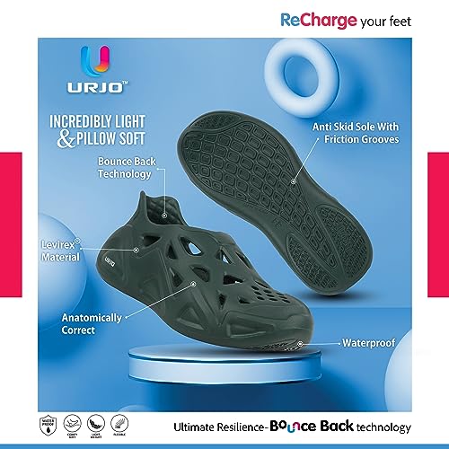 Image of URJO EZY Men's Clogs /Sandals with Adjustable Back Strap Ultra Soft & Flexibility Anti Skid Comfortable Waterproof Daily Mules Clogs /Sandals for Men