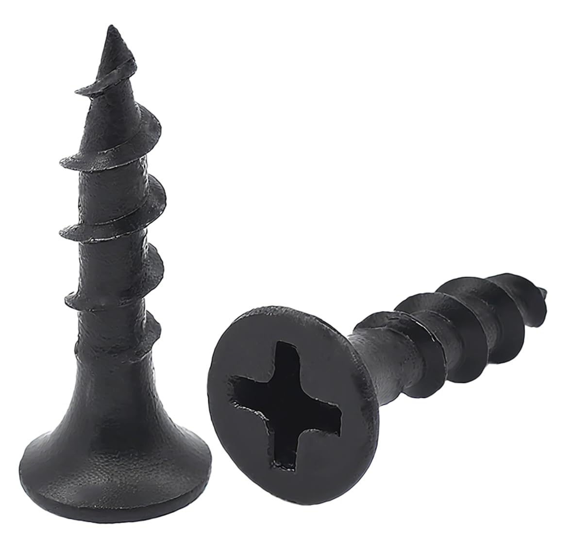 NACX M3.8 x 19mm Black Self Tapping Drywall Screws, Carbon Steel Wood Screws, Coarse Thread Phillips Flat Head Screws for Wood, Cabinet, Furniture, 125PCS