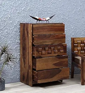 Kunjal Furniture Solid Sheesham Wood Chest of Drawers for Bedroom and Living Room (Design 8)