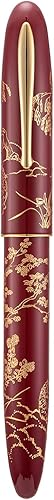 Miniatura 9 de HONG DIAN N23 Pluma Estilográfica Conejo Rojo, Plumín Mediano de Hoja Larga con Adornos Dorados, Diseño de Tallado de Conejo de la Suerte de Año