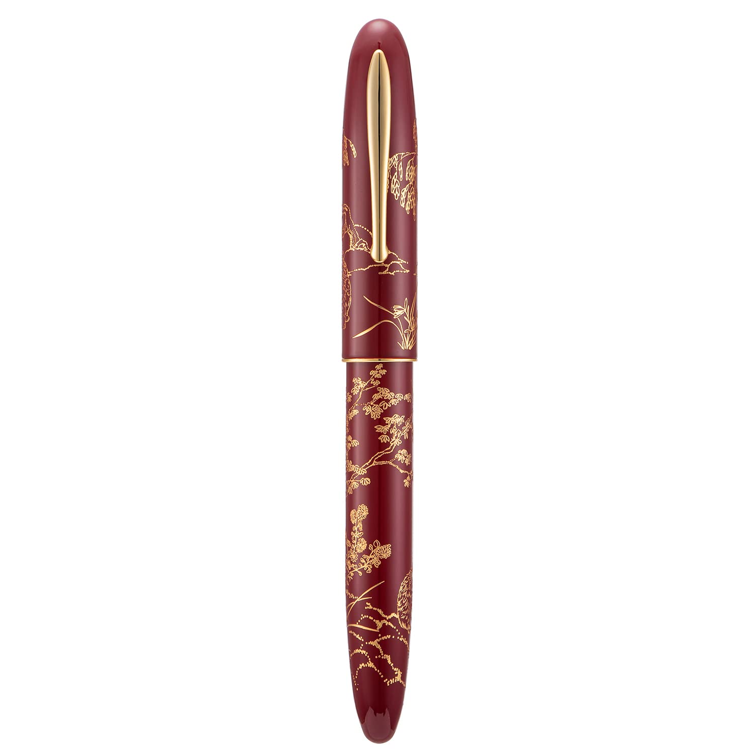 erofa Hongdian N23 Red Rabbit Füllfederhalter, Lange Klinge Mittlere Spitze Gold Trim, jahr Glück Hase Schnitzerei Design, Glatt Schreibstift mit Konverter und Metall Stift Box Set