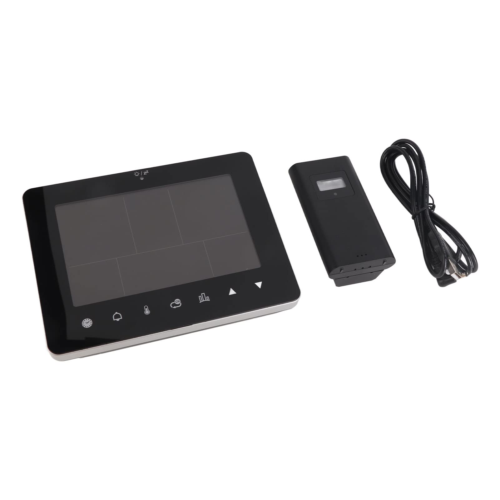 Hidyliu Stazione di previsioni meteo wireless, schermo touch colorato con sveglia, per uso domestico, materiale ABS, 2 pezzi