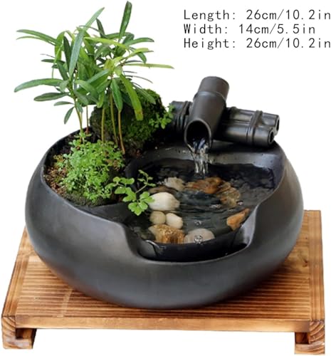 Fuente de agua eléctrica de escritorio, portátil, decorativa, zen, meditación, cascada, feng shui, para interiores y exteriores, hogar, oficina, relajación