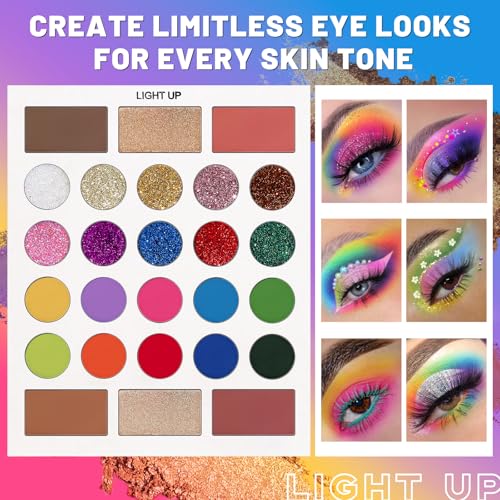 Black Grey Eyeshadow Makeup Palette + 15 Brushes Set, 86 Colors Matte Glitter Highly Pigmented Long Lasting Eye shadow, Blush, Contour, Highlighter All in One Make Up Kit for Halloween & Daily Use - Image 5