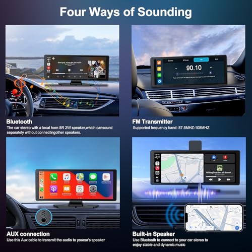 Pantalla inalámbrica CarPlay 10.26 pulgadas con cámara 4K y 1080P miniatura 2