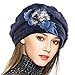 Produktbild VECRY Damen Wolle Barette Angola Kleid Beanie Schädel Mützen Stricken Winter Hüte (Marine)