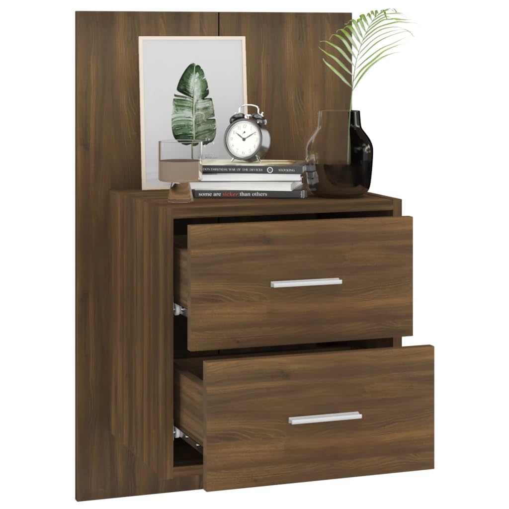 Comodino a Muro Rovere Marrone in Legno Multistrato per Soggiorno e Camera da Letto, Mobile Sospeso con Design Moderno e Facile da Pulire, Ideale per Ottimizzare Spazio