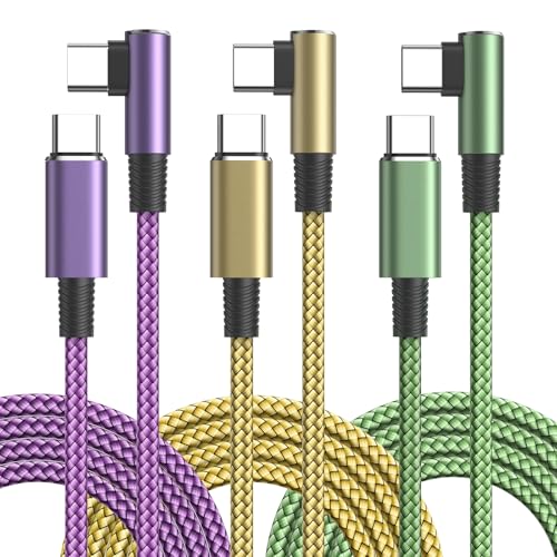 Aioneus Cable USB C Carga Rapida, [3Pack 2M] 60W PD3.0 Cable USB C a USB C Nylon Cable USB Tipo C 90 Grados Carga Rapida Tipo C para iPhone 17 16 15 Pro Max Air, Galaxy S25 S24, iPad, Pixel 10 9, PS5