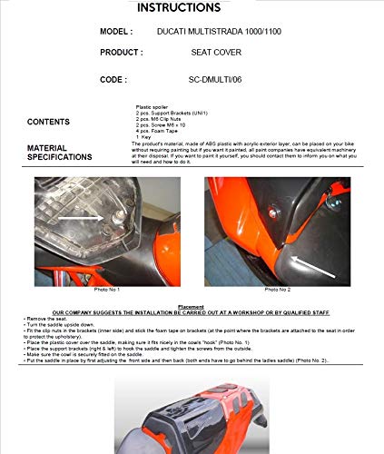 Capot de selle Ducati Multistrada 1000/1100 finition précise ajustement parfait - 4