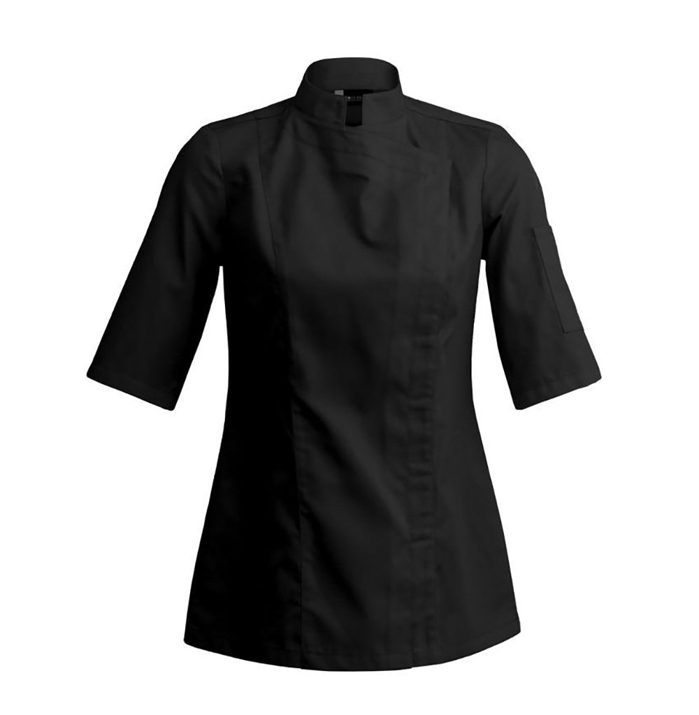 SIENNE Short Sleeve Womens Culinary Chef Jacket with Square Mandarin Collar by Clement Design