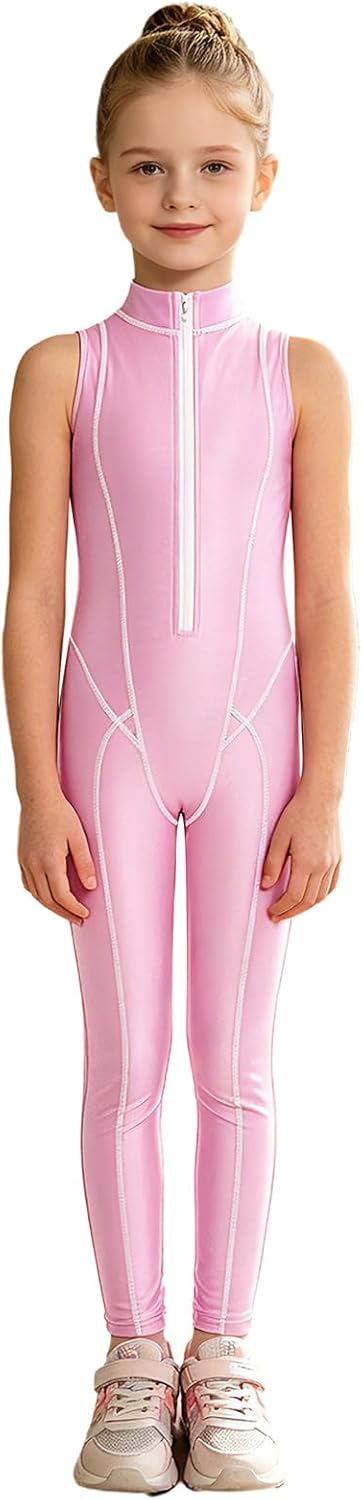 Jugaoge Dance Leotard for Girls Sleeveless Unitard Tight Gymnastics Outfit Soft Stretch Bodysuit for Dance