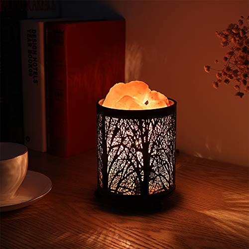 Zanflare Salt Lamp, Pink Salt Lamp, Salt Rock Lamp, Night Light in Fawn Design Metal Basket with Dimmer Switch, for Mother's Day, House Warming, Holiday Gift for Mom