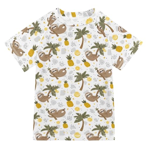 ALAZA Kids Rash Guard Boys Toddler Swim Shirts Short Sleeve Koala Pineapple UPF 50+ 3T