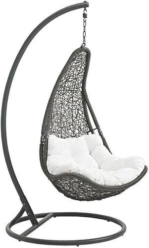 Allora Silla de columpio al aire libre moderna de metal con soporte en grisblanco