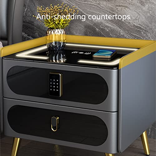 Table de chevet créative LED avec serrure à combinaison et chargeur induction - 8