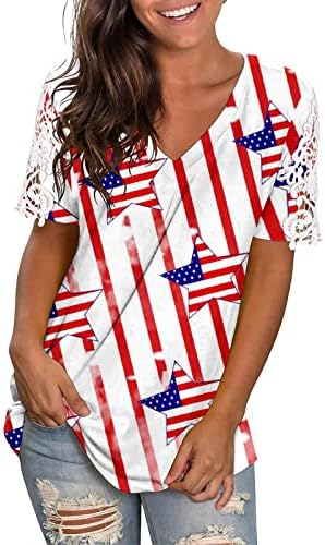 Women Hollow Out Fashion Printing Short Sleeves V Neck T Shirt Blouse Tops Valentine Day Shirt