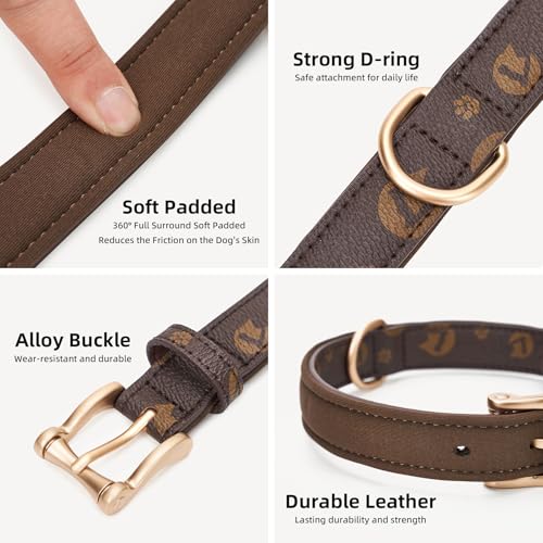 Collier pour chien en cuir réglable étanche marron taille L - 4
