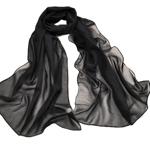 Women's Long Soft Summer Scarves Beach Scarf (Black)