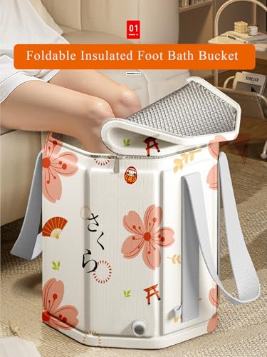 Baño de pies plegable portátil con aislamiento y tapa miniatura 2