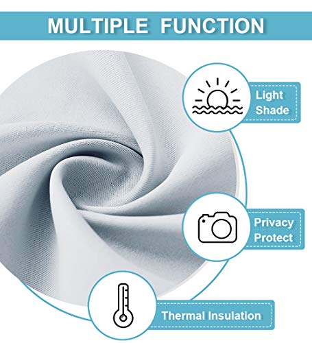 RYB HOME White Curtains for Bedroom - Room Darkening Curtains Thermal Insulated Sunlight Block for Kitchen Cabinet Basement Bathroom Window Covering, W 29 x L 36, Grayish White, 2 Panels