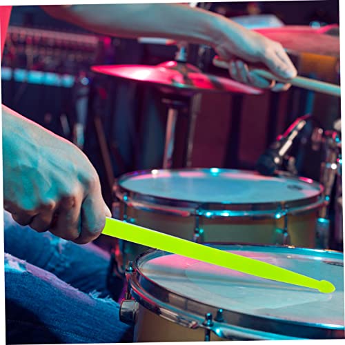 2 piezas de baquetas luminosas para batería, verdes fluorescentes con LED, para músicos, bandas de marcha y kits acústicos, diseño duradero y portátil miniatura 5