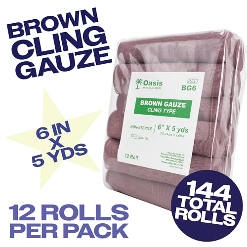 Brown Gauze Rolls Case of 144, 12 Rolls Per Pack, Bandage Roll, 100% Cotton, 6” x 5 Yards, Cling Gauze Wrap for Effective Wound Care & Comfort miniatura 2