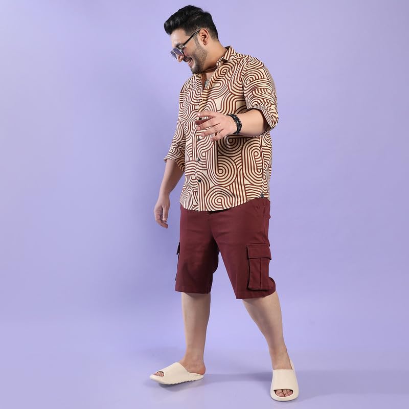 Image of Instafab Plus Men's Shirt for Casual Wear | Spread Collar | Button Closure | Plus-Size Fit | Short Sleeve | Cotton Shirt Crafted with Comfort Fit for Everyday Wear