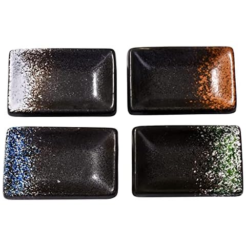 LMRLCS 4 Rectangular Soy Sauce Dish, Flavor Plates, Japanese Sauce Dish for Sushi Cover