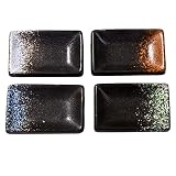 LMRLCS 4 Rectangular Soy Sauce Dish, Flavor Plates, Japanese Sauce Dish for Sushi