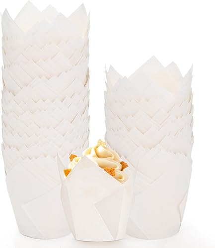 Vista 8 de 200 revestimientos de tulipanes para cupcakes, soportes de alta calidad para magdalenas para hornear, envoltorios de cupcakes a prueba de grasa