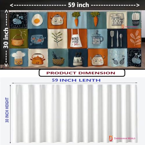 Image of DARSHANAM WORLD Modern Printed Kitchen Sink Curtain | Kitchen Under Sink Curtain | Decorative Cabinet Cover | Washable & Dustproof (1, World Food Day)