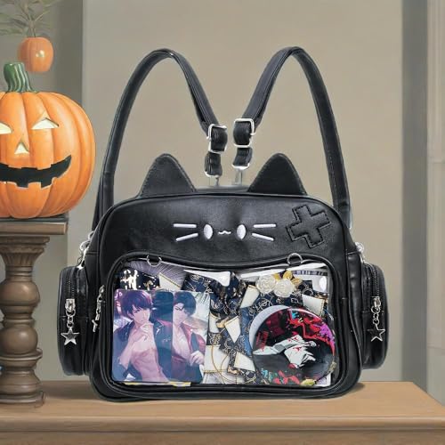 Kawaii Ita Bag Backpack Crossbody Bag Cat Shoulder Bags Multi-Purpose Pin Display with Insert