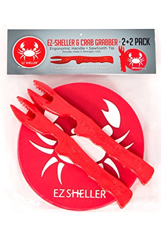 2 EZ-Sheller and 2 Crab Grabber Combined Pack for Crab Legs and Shellfish