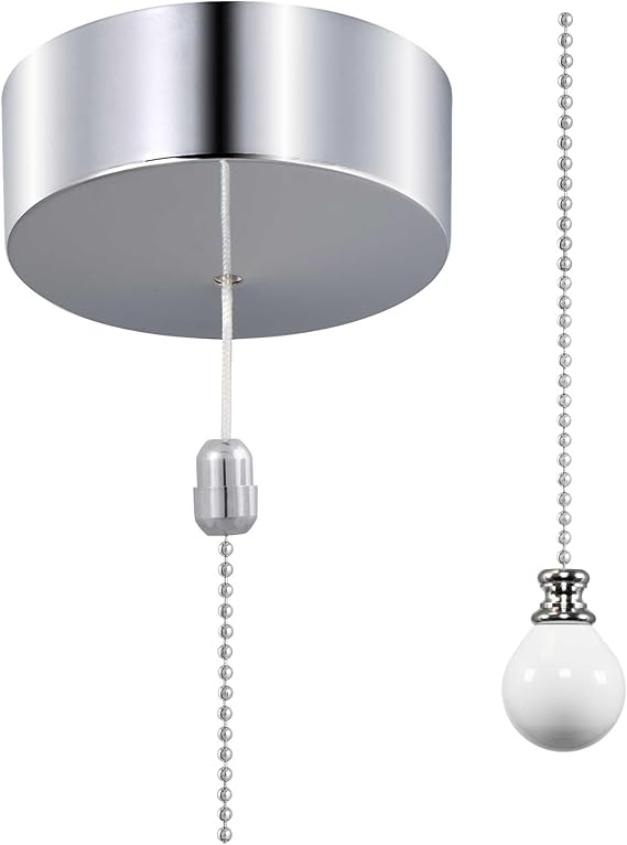 ElekTek Premium Bathroom Ceiling Light Pull Cord Switch and Chain Kit