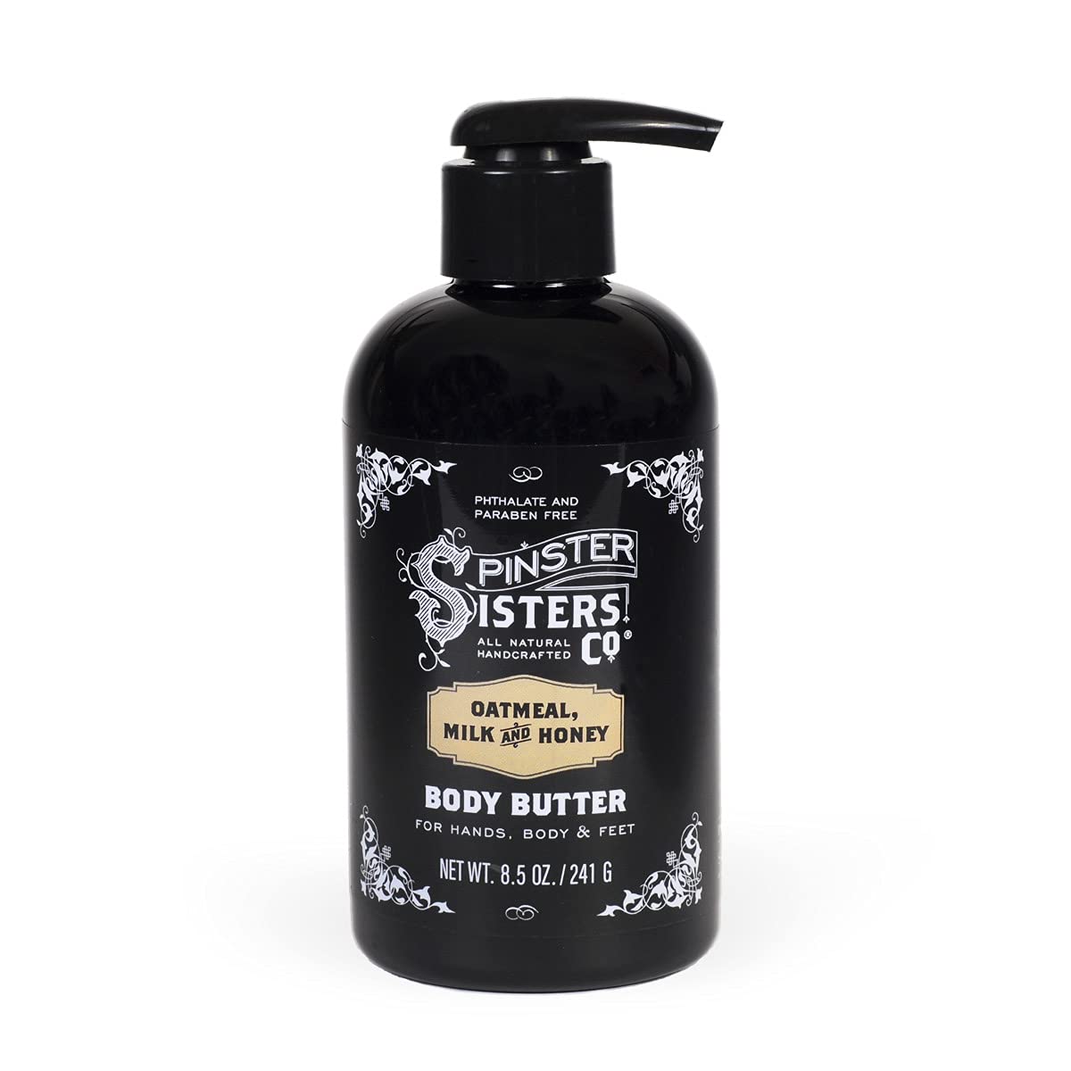 Spinster Sisters Hydrating Body Butter Pump, All Natural, Handcrafted- Oatmeal, Milk and Honey – 8.5oz