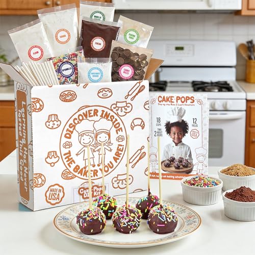 Cake Pop Baking Kit for Kids DIY Cake Pop Set with Pre-Measured Ingredients Makes 12-15 Real Cake Pops Cooking Kit for Boys & Girls Ages 8-12 Made in USA