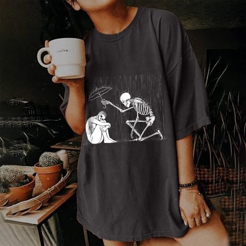 Image of Summer Y2k Tops for Womens, Casual Vintage Short Sleeve T-Shirt, Girls Oversize Loose Round Neck Elastic Tee