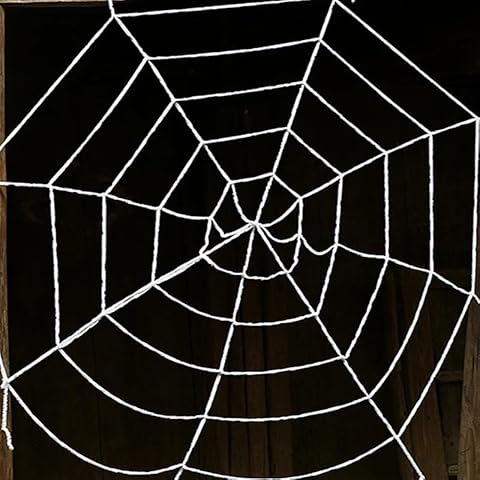Spiderweb Spider Webs Halloween Decorations Indoor Outdoor Halloween Decor Spider Web Spiders Halloween Decorations Round Rope Spider Web Decoration (White, 6 Feet) Cover