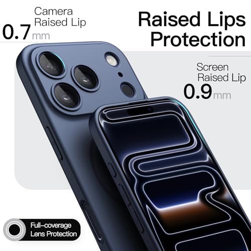 Image of JETech Magnetic Slim Case for iPhone 17 Pro 6.3-Inch, Compatible with MagSafe, Ultra-Thin Lightweight Minimalist Phone Cover with Matte Finish and Full Camera Lens Protection (Dark Blue)
