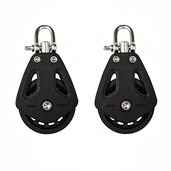 2PCS Stainless Steel Nylon Marine Pulley, Kayak Pulley Single Pulley, Black Pulley Block, Smooth Rotation, for Marine Fitness Water Sports