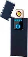 Isqueiro Eletrônico Touch Screen, Liga de Zinco, Preto, Recarregável USB, Arco Elétrico à Prova de Vento, 7,5 x 3,5 cm, com Cabo USB