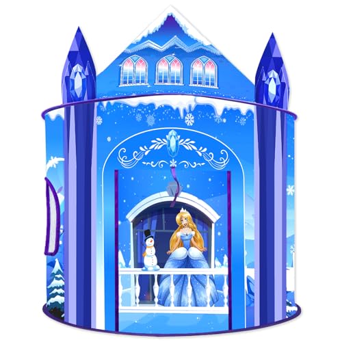 Tienda de juego de princesa para niñas Castillo de Hielo Juego de Fantasía Imaginativo Casa de Juegos de Disfraz Interior Exterior Tienda Infantil Plegable Regalo para Niñas Fiesta Cumpleaños Festival