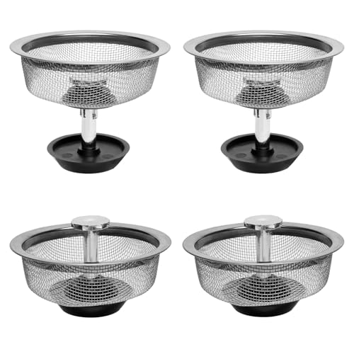 4 tapones de desagüe para fregadero de cocina, colador de desagüe de acero inoxidable, universales, para fregadero, colador de 80-85 mm